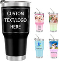Personalized 30oz Tumbler with Pictures, Custom Insulated Tumblers with Logo, Stainless Steel Travel Coffee Mug, Personalized Gifts for Women Men Birthday Fathers Day Mothers Day
