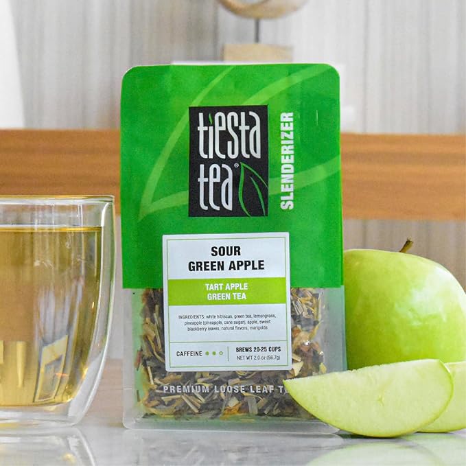 Tiesta Tea - Sour Green Apple, Loose Leaf, Tart Apple Green Tea, Medium Caffeinated Green Tea, Make Hot or Iced Tea Up to 20-25 Cups, 2 oz Resealable Pouch