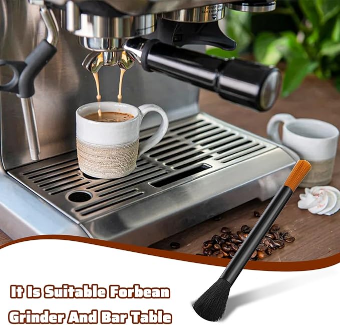 Sibba Coffee Grinder Cleaning Brush with Dual Head 2 PCS Professional Barista Tool for Espresso Machine Grinder Durable Aluminum Handle with Soft Nylon Bristles Brush for Home Kitchen Bar Accessories
