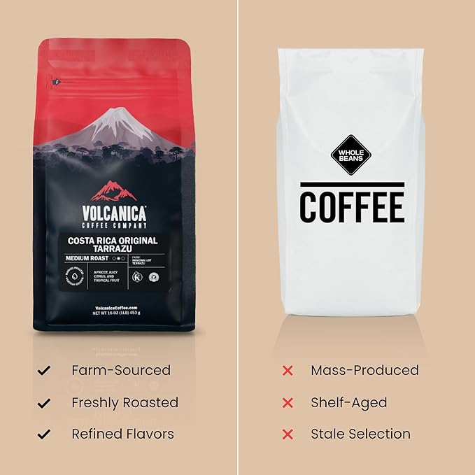 Volcanica House Decaf Coffee, Whole Bean, Swiss Water Processed, Fresh Roasted, Kosher, 16-ounce