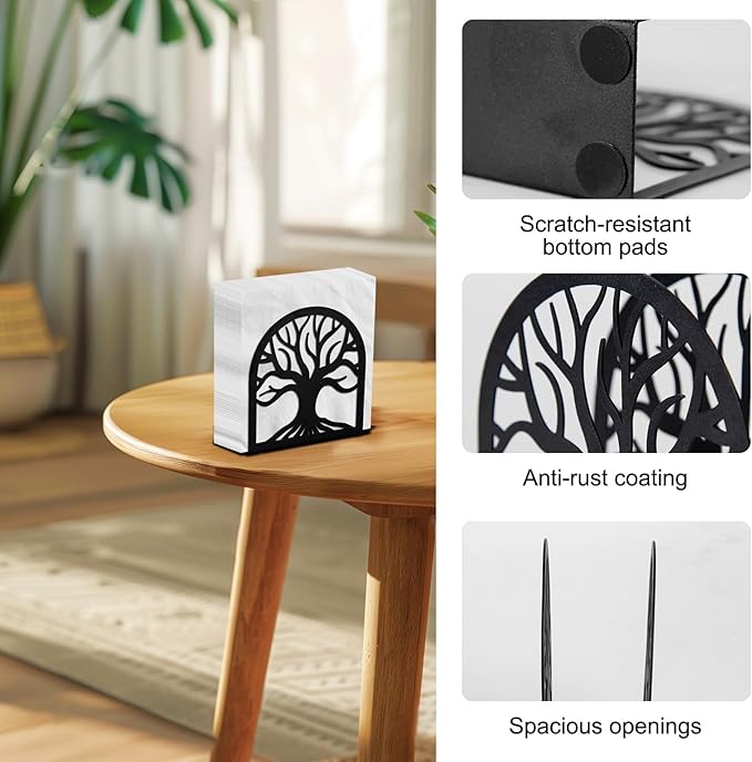 2 Pcs Tree of Life Napkin Holder for Table, Black Metal Napkin Holders for Paper Napkins, Kitchen, Dining Table, Counter Top Decoration