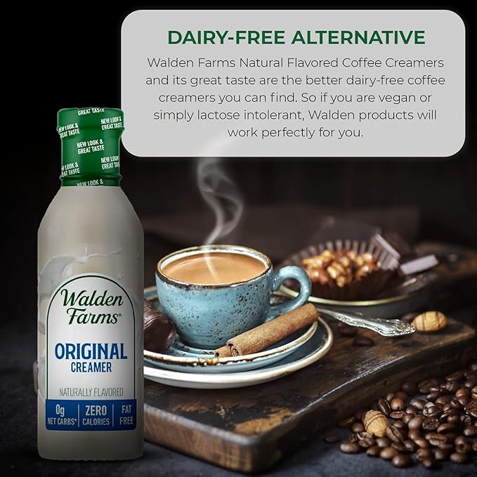 Walden Farms Original Coffee Creamer – Zero Calorie, Sugar Free, Keto & Fat Free Non-Dairy Creamer for Coffee, Lattes & Cold Brew – 12 oz Bottle