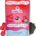 High Caffeine Iced Tea (155 mg) - Kubo Tea: Organic Raspberry Black Tea Bags for Clean Energy & Focus | Healthy Coffee Substitute | High Energy Iced Blend | 20 Ct | Compostable Packaging