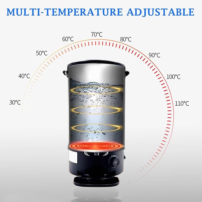 Commercial Electric Kettle Warmer Stainless Steel Hot Water Dispenser Hot Water Boiler And Warmer with Faucet Quick-Temp or Boil for Tea Coffee 1500W 9.7 Liter Capacity