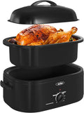 Sunvivi Electric Roaster,20 Quart Roasting Oven with Self-Basting Lid Removable Pan,Turkey Roaster Oven with 150 to 450F Temperature Control Cool-Touch Handles,Black