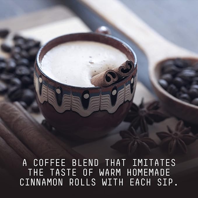 Stone Street Flavored Ground Coffee, Cinnamon Swirl, Freshly Roasted, 100% Colombian Arabica, Gourmet Coffee, Medium Roast, Sweet Cinnamon Roll Flavor, 1 LB