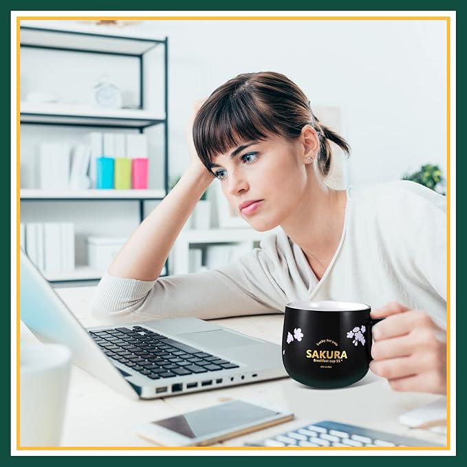 Honeydak Coffee Mug Warmer Cute Cat Mug Set Cup Warmer for Desk for Women Heated Coffee Warmer for Mom Home Office Christmas Birthday Gifts(Black)