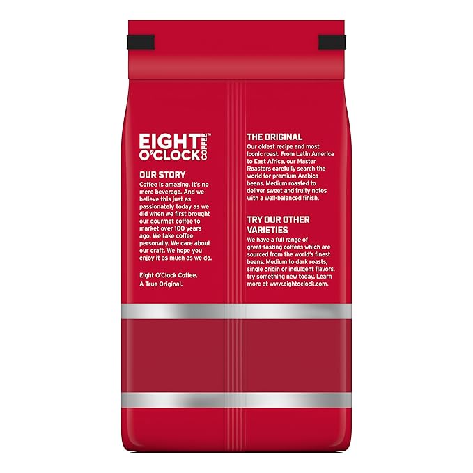 Eight O'Clock Coffee The Original, 21 Ounce (Pack of 1) Medium Roast Whole Bean Coffee, 100% Arabica, Kosher Certified