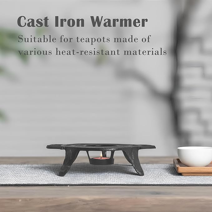 Cast Iron Tea Set with Teapot and Warmer, Japanese Tetsubin, 30.4oz Small Teapot with Infuser for Loose Leaf, Asian Tea Kettle for Stovetop Safe, Elegant Durable Tea Pot Set Gift