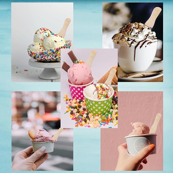 300 Pcs 3 Inch Mini Wooden Spoons, Disposable Ice Cream Spoons, Biodegradable Compostable Birchwood