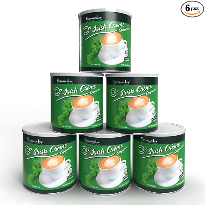 Victorian Inn Instant Cappuccino - Irish Crème Flavor - Smooth & Flavorful Coffee Mix - Perfect Hot, Cold, or Blended - Ideal as Coffee Creamer - 2 Pound (Pack of 6)