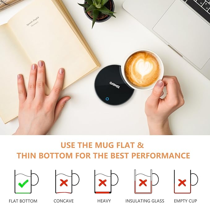 Mug & Tea Warmer - 2 Temp. Settings, Portable, Beverage Warmer for Office & Desk