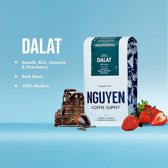 Nguyen Coffee Supply - Dalat Arabica: Dark Roast Premium Whole Coffee Beans, Vietnamese Single Origin, Direct Trade, Roasted in Brooklyn [12 oz Bag]
