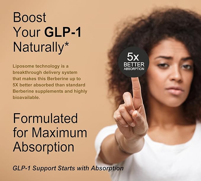 Liposomal Berberine Supplement – 3X Strength Berberine Matrix with DHB, Phospholipids, CoQ10, ALA, Vitamin D3, Chromium, Cinnamon – Advanced GLP-1 & Metabolic Support – 60 Count