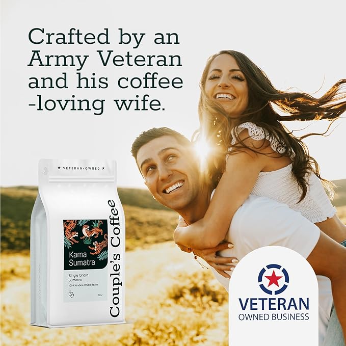 Couple’s Coffee Whole Bean Coffee | Single Origin Sumatra Dark Roast Coffee | Whole Bean | Gives Back to Military Families | Made with 100% Arabica Beans | 12oz