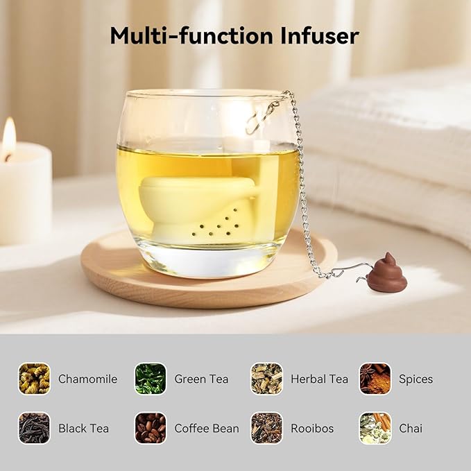 Tea Infuser For Loose Leaf Tea Silicone Toilet Shaped Tea Strainer Cute Kitchen Accessories Loose Leaf Tea Steeper White Elephant Gifts
