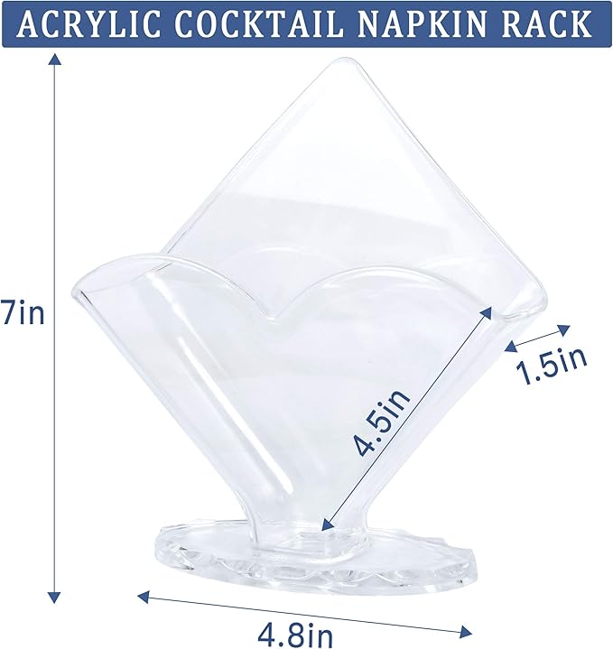 4 Pack Napkin Holder Akamino Acrylic Cocktail Napkin Holder for Bathroom Kitchen Dining Table, Coffee Filter Holder Hotel Restaurant décor, Clear