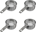 1 Cup Stainless Steel Measuring Cup | Sturdy Metal 250 ml | 240 cc | 8 oz | Single Cup for Wet and Dry Ingredients | Great for use as 1 Cup Dog Food Scoop - 4 PK