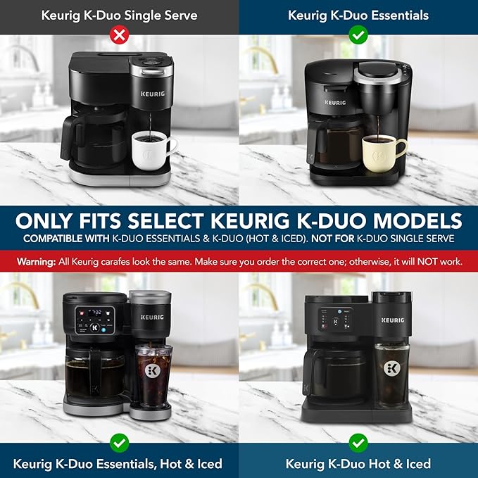 12-Cup Coffee Carafe Compatible with Keurig K-Duo Essentials, K Duo Hot & Iced – Will NOT Fit Keurig K-Duo Single Serve