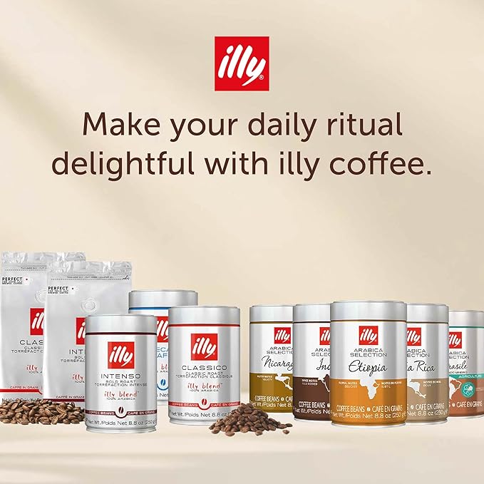 Illy Whole Bean Coffee, Etiopia Light Roast - Delicate Intensity with Floral Jasmine & Citrus Notes - 100% Arabica - Whole Beans - Pressurized Packaging Sealed for Freshness - 8.8oz can (Pack of 6)