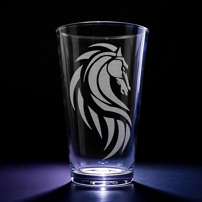 RIDER OF ROHAN Engraved 16oz Pint Glass | Inspired by Tolkien and Middle Earth | Great Christmas Gift Idea | Unique Elvish Dwarfs Orcs Wizard Fantasy Decor!
