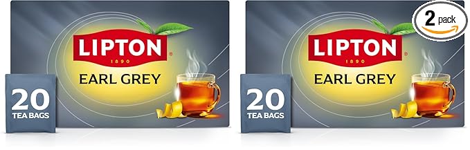 Lipton Earl Grey Black Tea Bags, Italian Citrus Bergamot Flavor, 20 Total Tea Bags (Pack of 2)
