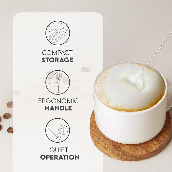 Zulay Kitchen FrothMate Powerful Milk Frother Portable & Compact Handheld Foam Maker Lattes, Cappuccinos (Gray, Froth Mate)
