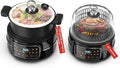 6QT Air Fryer & Multi-Cooker Combo - 12-in-1 Electric Hot Pot, Rice Cooker, Steamer with Removable Air Fry Basket & Soup Pot, 1800W, Dishwasher Safe