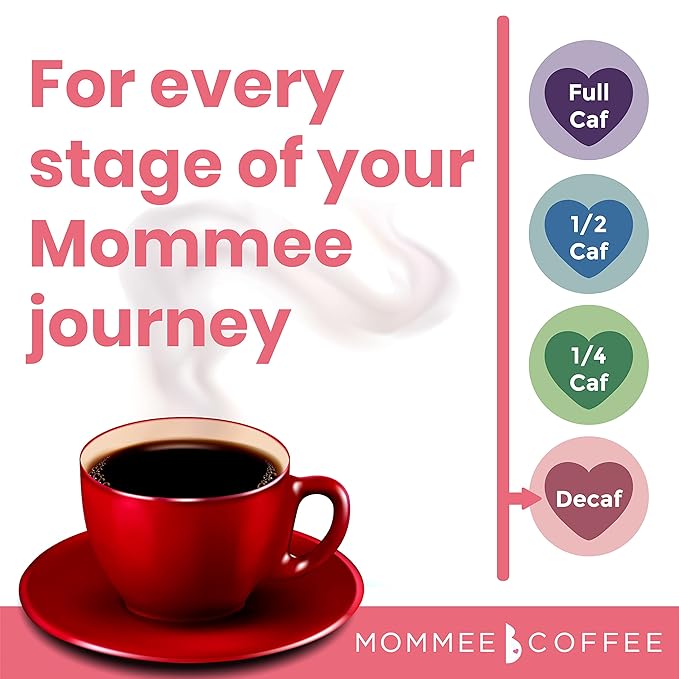 Mommee Coffee Decaf Ground Low Acid Coffee - 100% Arabica Organic Decaf Coffee Beans with Smooth Caramel Flavor - Medium Grind for Drip, Reusable One Cup Filters - 11 oz