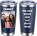 MEWAY Personalized Custom 20oz Stainless Steel Tumbler with Lid, Insulated Double Wall Vacuum Travel Coffee Tumbler Gifts with Text Photo Logo (Navy, 1pack)