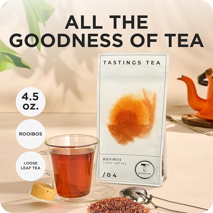 Tastings Tea Rooibos - 8 oz Loose Leaf | South African Herbal Flavour| Caffeine Free