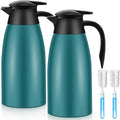 Uiifan 2 Pcs 68oz Thermal Carafe Insulated Stainless Steel Carafe Double Walled Vacuum Flask with Brushes for Keeping Coffee Tea for 12 Hours (Green)