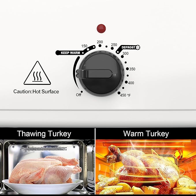 Sunvivi 22 Quart Electric Roaster with Visible & Self-Basting Lid, 30 lb Electric Turkey Roaster Oven with Removable Pan, Large Roaster with Removable Rack and Cool-Touch Handles, White