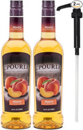 Upouria Peach Syrup Flavoring, 100% Vegan, Gluten-Free, Kosher, 750ml bottle (Pack of 2) with 1 Syrup Pump