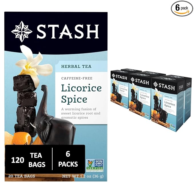 Stash Tea Licorice Spice Herbal Tea, 6 Boxes With 20 Tea Bags Each (120 Tea Bags Total)