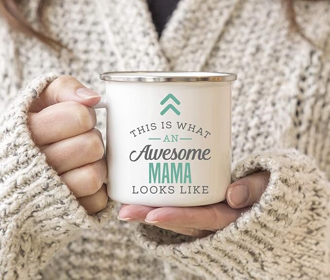 Andaz Press 11oz. Stainless Steel Campfire Coffee Mug Gift, This is What an Awesome Mama Looks Like, 1-Pack, Birthday Gift Ideas Coworker Him Her, Includes Gift Box