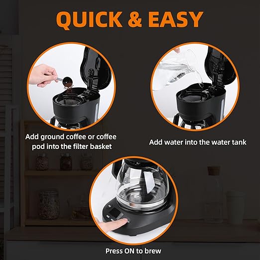 Pro 5-Cup Smart Coffee Maker – Advanced Coffee Machine with Touchscreen Programmable Timer, Energy-Saving Mode, Enhanced Pause & Serve & Quick-Clean System –For Office & Home Use