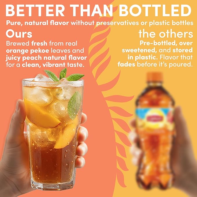 Sarasota Tea, Peach Flavored Iced Tea Bags One Gallon Size Filter Packs, 48 Gallons Per Box, Quick Brew Southern Ice Tea with Sweet Georgia Peach Flavor (1 oz, 48 Count)