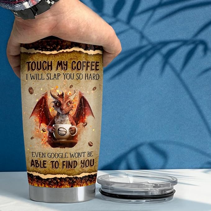 SANDJEST Funny Dragon Tumbler 20oz Stainless Steel Insulated Tumblers Coffee Travel Mug Cup Gift for Men Women Coffee Lovers Gifts for Birthday Christmas