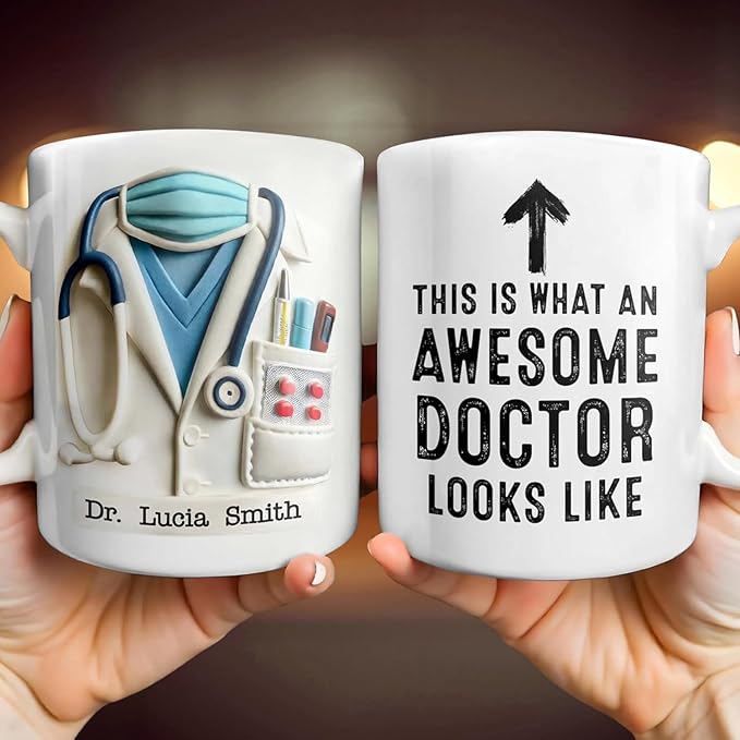 Personalized Doctor Mug, This Is What An Awesome Doctor Looks Like Arrow Design Coffee Cup, Gift For Doctors Or Medical Students, Cool MD Graduation Or Doctor’s Day Present