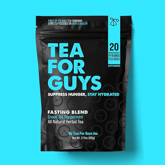 Tea For Guys: Fasting Tea – Strong Herbal Blend for Focus, Grit, and Control | – 20 Biodegradable Tea Bags