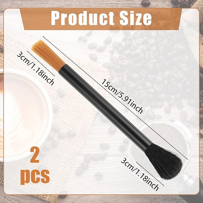 2Pcs Coffee Grinder Cleaner Brush - Dual Head Coffee Machine Grinder Cleaning & Dusting Brush, Barista Tools for Espresso Home Kitchen Use