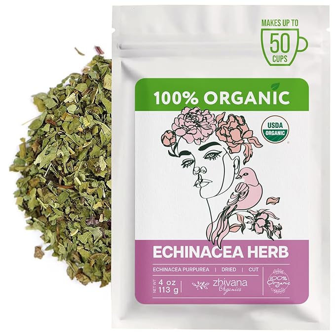 Echinacea Tea Loose Leaf (4 oz.) - Organic Echinacea Herb - Equinacea Organica - Great for Seasonal Changes - Supports Faster Recovery
