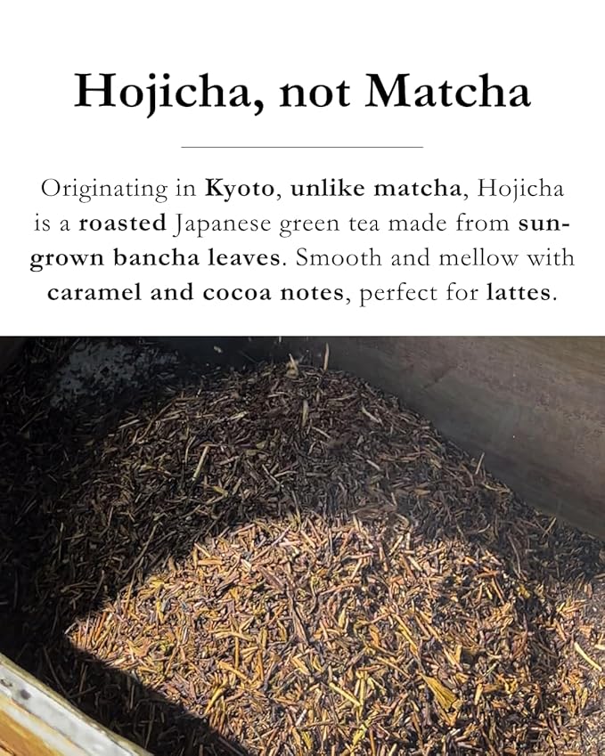 Emptea Premium Hojicha Powder for Latte - Tea Masters Blend Shizuoka Unsweetened Authentic Japanese Organic Roasted Green Tea Powder Ceremonial Grade from Shizuoka Japan 1.06 oz (30g) Tin
