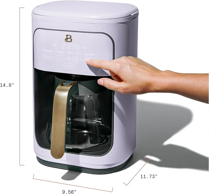 Beautiful 14-Cup Programmable Drip Coffee Maker with Touch Display - Automatic Coffee Machine with Timer for Home & Office - by Drew Barrymore (Lavender)