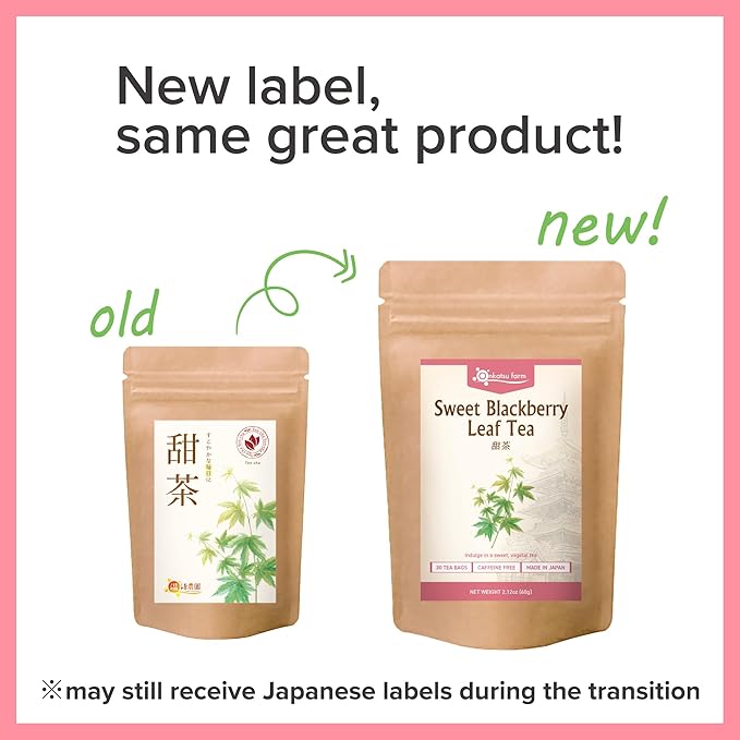 Onkatsu Farm Sweet Blackberry Leaf Premium Japanese Tea Bags, Bold Herbaceous Flavor, Hot or Iced, Caffeine Free, 30 Total Tea Bags