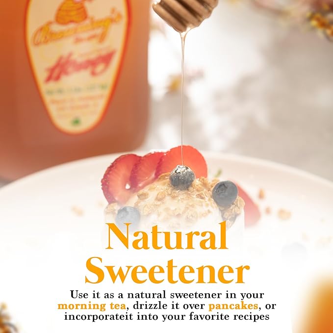 Browning's Honey Jug - Pure Raw Clover Honey, Natural Sweetener, Unfiltered and Unpasteurized, Perfect for Cooking, Baking, and Beverages (3 lb Jug)
