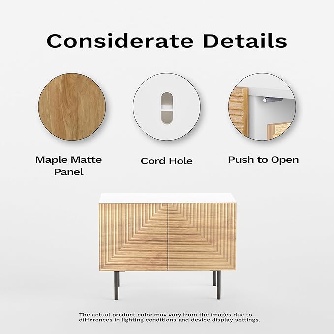 roomfitters Boho Sidboard Buffet Cabinet, Mid Century Accent Cabinet with Doors, Poplar Wood Print Carved and Geometric Design, Media Console for Living Room
