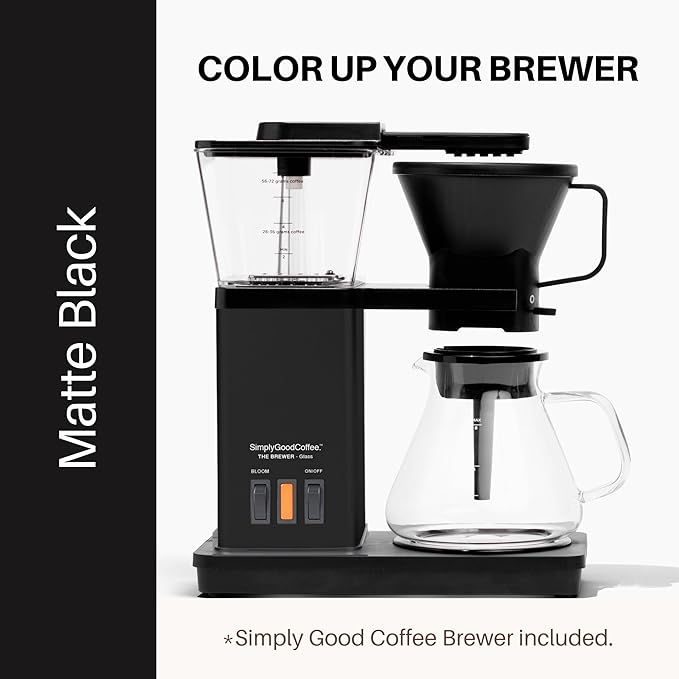 SimplyGoodCoffee Coffee Maker/Coffee Machine. 8 Cup Automatic Drip Pour Over Coffee Brewer With Vynil Wrap Custom Kit. Easy To Use, Gold Cup Standard. Matte Black