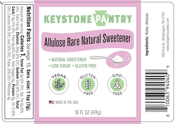 Keystone Pantry Liquid Allulose 1 Pint | Natural Low Calorie Sweetener for Coffee, Tea, Baking & Cooking | Keto, Diabetic Friendly, Zero Net Carbs, Vegan, Gluten Free, Non-GMO, Kosher
